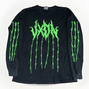 Vintage VXDN Metal Band Long Sleeve T-Shirt Black Green Barbed Wire Graphic L